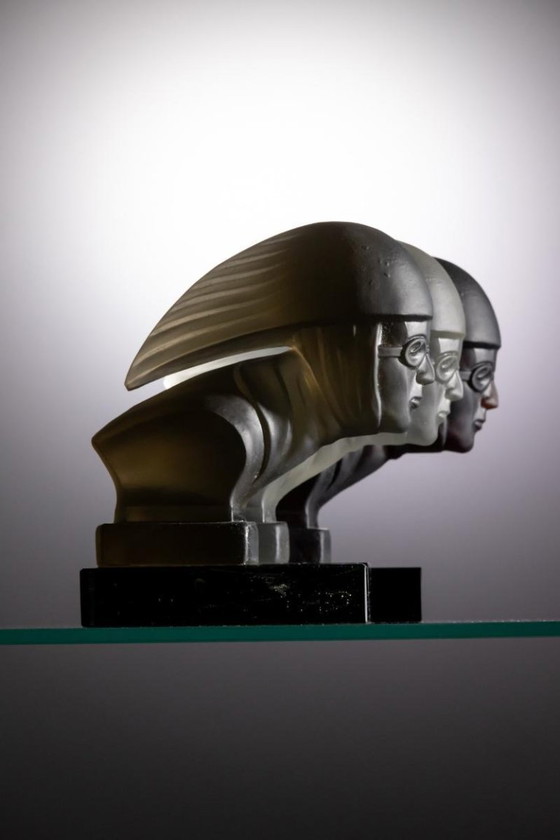 Image 1 of Set di tre sculture in vetro, Heinrich Hoffmann, anni '30