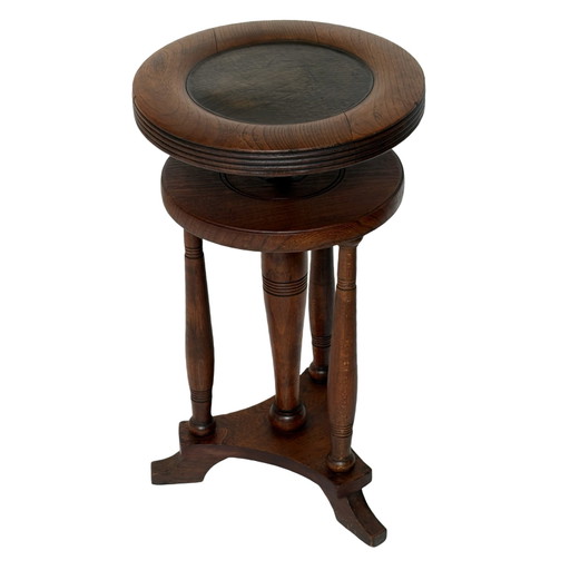 Antico - Sgabello da Pianoforte in Legno / Sedia - Montato Su Base Girevole - Sedile in Pelle – krukjes, Wood (photo 2 of 5)
