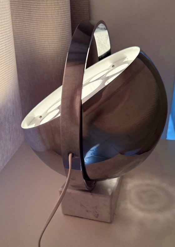 Image 1 of Vintage Space Age table lamp with marble base and swivel chrome metal shade