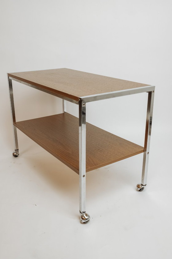 Image 1 of Vintage bar trolley, 1970s - Wood and chrome