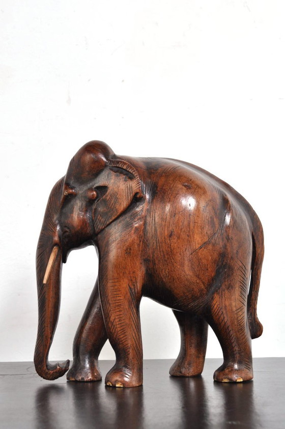 Image 1 of Elefante di legno d'epoca, anni '50