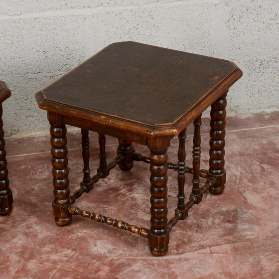 Pair of 19th Century Carved and Turned Wood Stools (photo 10 of 10)