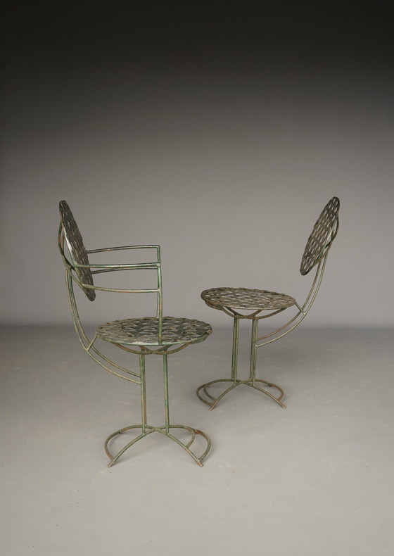 Image 1 of Modernistische metalen tuinstoelen. 1960s. Set van 2