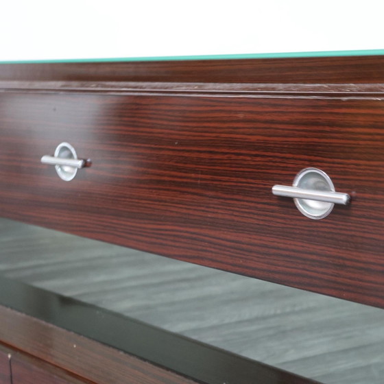 Image 1 of Comò Cassettiera In Ebano Macassar E Specchio Cubic Design Modernariato 1980’s