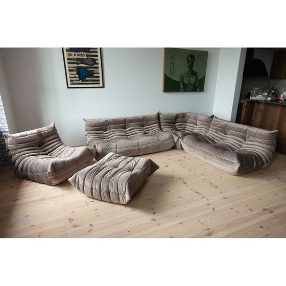 Image 1 of Ensemble de canapés Togo vintage pour Ligne Roset en velours gris 1970