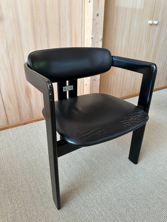 2 sillones Pamplona en piel negra – Augusto Savini para POZZI (años 60) – Totalmente negros – Leather, Metal (photo 6 of 8)