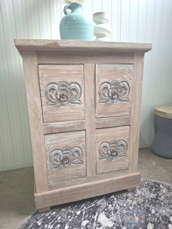 Image 1 of Credenza con 4 cassetti realizzata in legno massello di teak riciclato