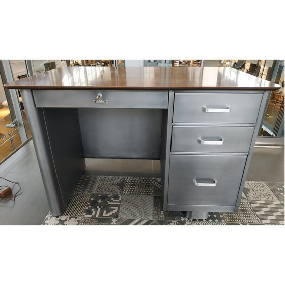 Image 1 of Vintage all steel tanker desk by Challenger Steel Products for Brooklyn, USA 1950s