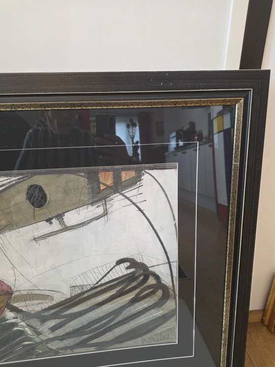 Nico Vrielink (1958) – Original Work / Mixed Media (1987) – With Muse – Paintings & Drawings, Paper, Wood (photo 4 of 11)