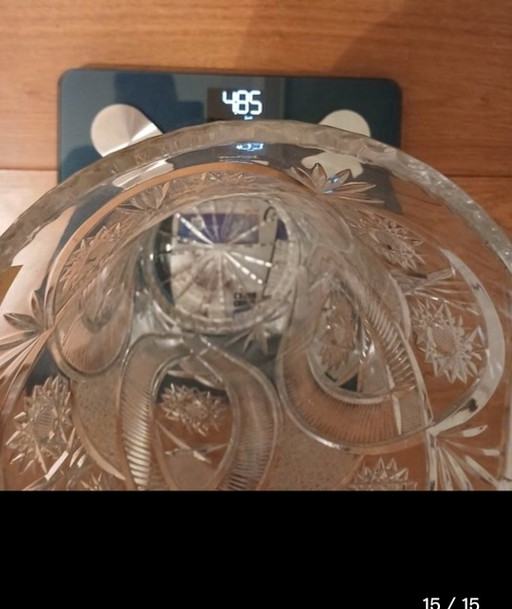 Jarrón Monumental De Cristal Tallado A Mano Nuevo De Stock HS SUDETY POLONIA Años 60 70 Etiqueta 5kg 30 Cm (photo 2 of 15)