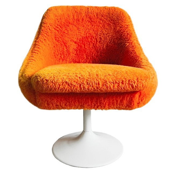 Image 1 of Vintage space age armchair orange teddy FM 1970's