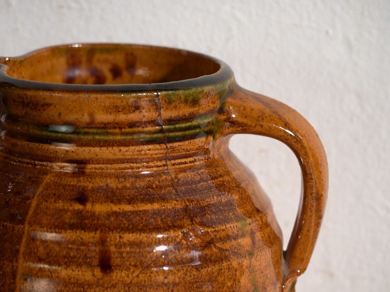 Coppia di brocche antiche in ceramica smaltata, Europa Centrale, circa 1920, Stoviglie, Marrone (foto 4 di 12)