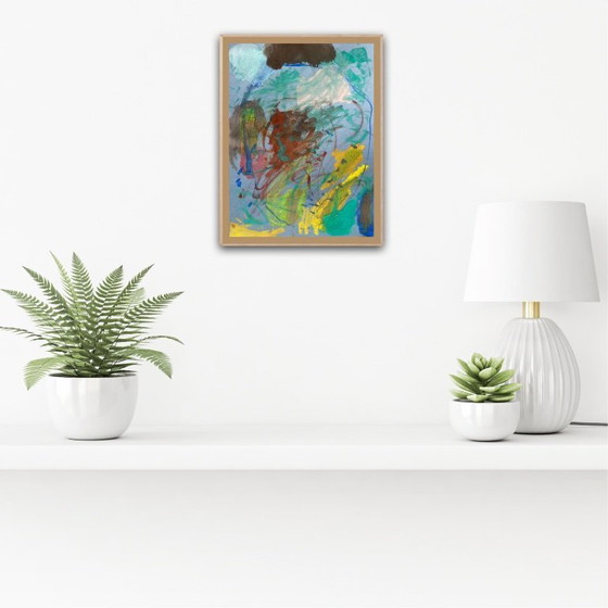 Image 1 of Guazzo astratto su carta colorata, 40x30cm