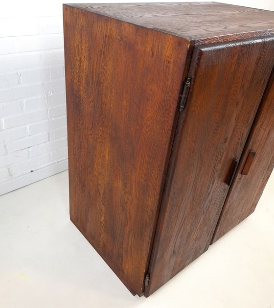 Vintage brutalist sideboard rough dark brown wood (photo 8 of 13)