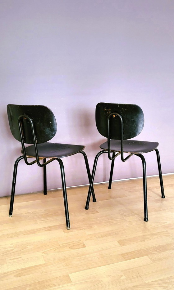 Willy Van der Meeren pour Tubax "Chaises CT 2" – Chaises de salle à manger, Fer, Bois (photo 7 of 9)