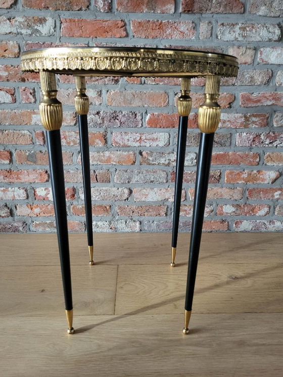 Vintage Side Table with Brass Legs and Glazed Black Glass Top, 1960s – Copper (photo 7 of 7)