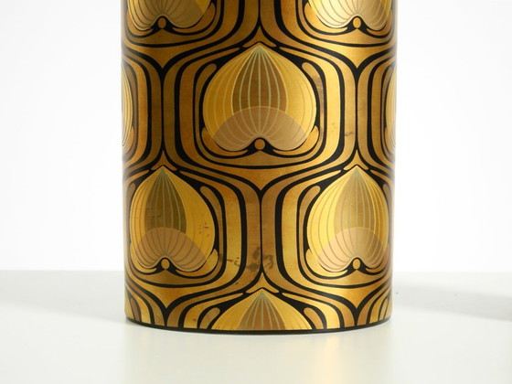 Image 1 of Two beautiful 1970s porcelain vases by Björn Wiinblad for Rosenthal Studio-Linie. Abstract peacock feathers in gold and black