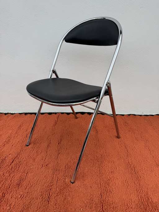 Chaise pliante chromée Souvignet années 70