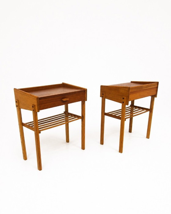 Image 1 of Set de 2 Tables de Chevets Scandinave en Teck, Suède, 1960