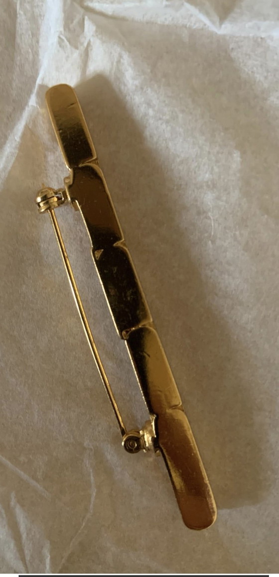 Broche Articulée & Modulable Claude Montana Pour Marie Paris – Design Architectural Doré – 7 cm / 13 g (photo 7 of 7)