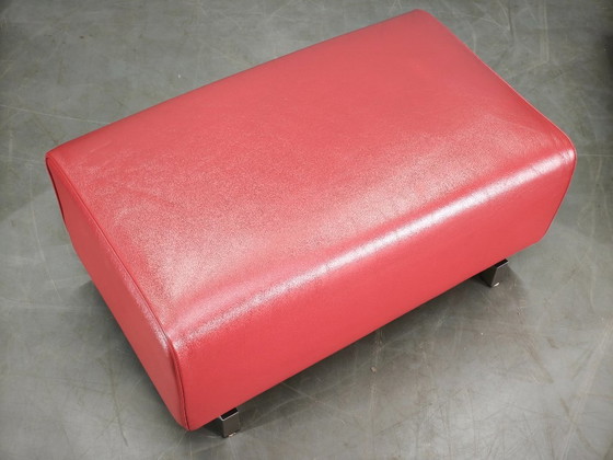 Fauteuils Lounge Oversize en Cuir Rouge et Ottoman Wittmann, Autriche (photo 9 of 20)