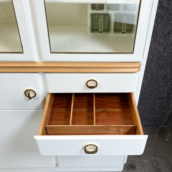 Image 1 of Kitchen cupboard with pull-out and bread compartment, solid wood, 1950s