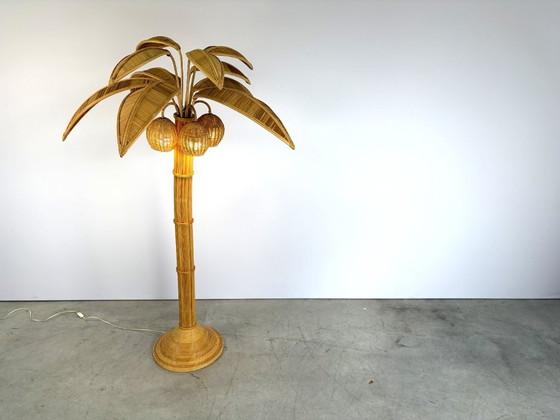 Lampada da terra vintage a palma, anni '70 - di Mario Lopez Torres, Lampade da terra, Rattan, Beige (foto 7 di 12)