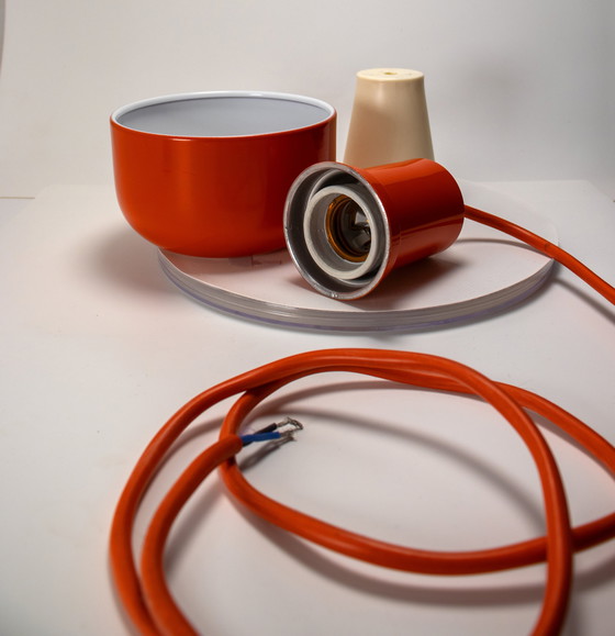 Image 1 of 4 X Hiemstra Vintage Hiemstra Lampe pendante en métal orange Lampe pendante rétro 70's