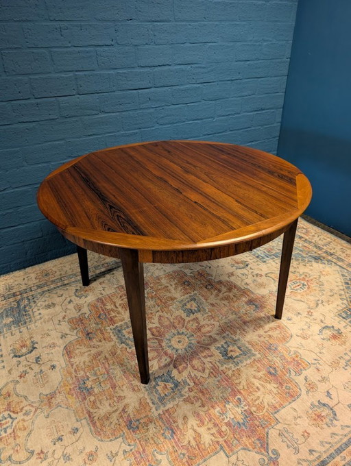 Mesa de comedor redonda extensible vintage, palisandro, años 60