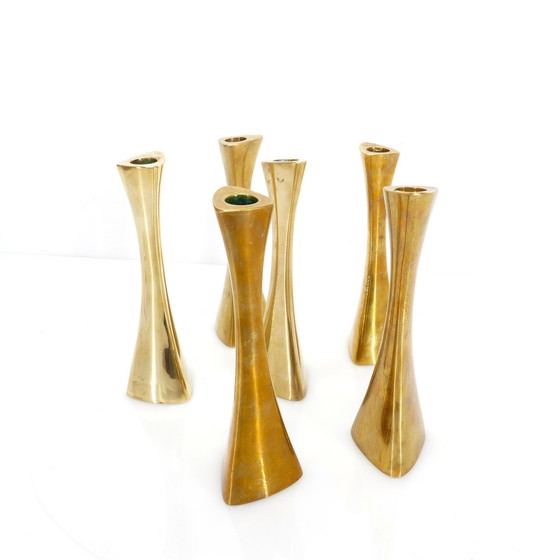 Image 1 of 6 Ytterberg Solid Brass Candleholders for BCA Eskilstuna, Sweden, Circa 1960