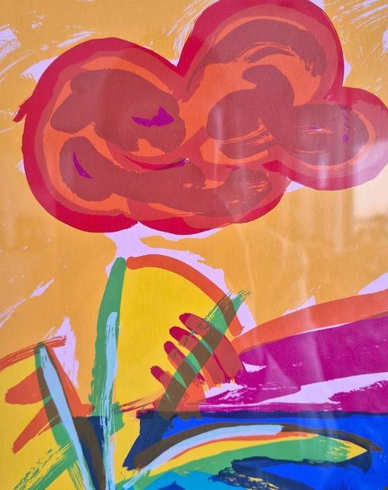 Image 1 of Ausdrucksstarker Druck des Künstlers Frank Rosen, „PAPEETE“, Nummer 44/60 – selbstdruckend, selten und einzigartig