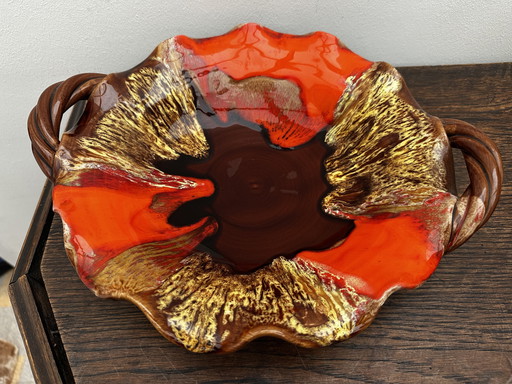 Fruit bowl - Vintage glazed ceramic centerpiece attributed to Vallauris