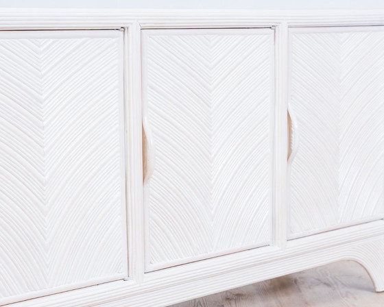 Image 1 of Mid-Century Sideboard Pencil Reed / Reed Rods, Coastal Design 80s.