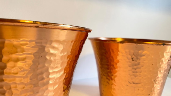 Image 1 of Hammered Copper Flowerpots, 1960s