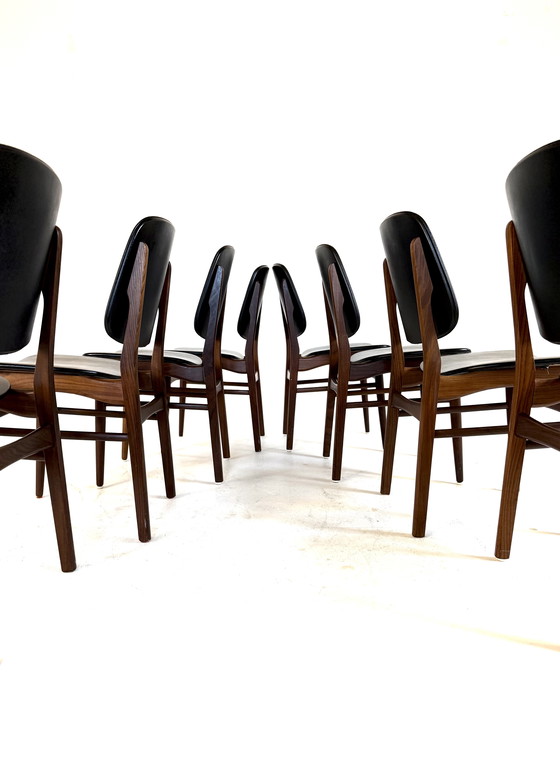 Image 1 of 8 sedie da pranzo vintage danesi, Arne Hovmand Olsen degli anni '60