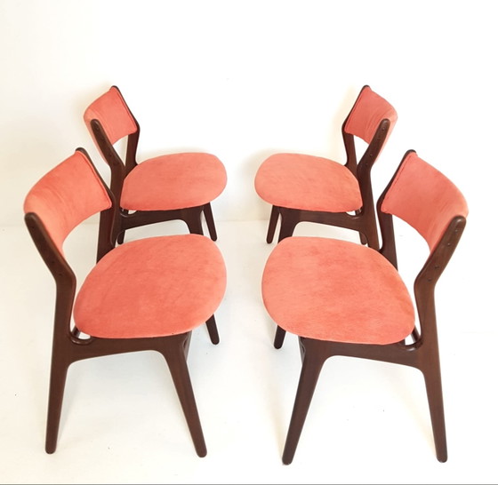 4 Danish Teak Wood Dining chairs Newly Upholstered – Polyester (photo 8 of 15)