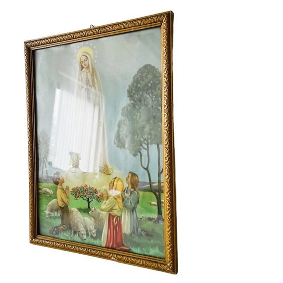 Image 1 of Set vintage religieuze lithografieën schilderijen Maria Lourdes 1940's