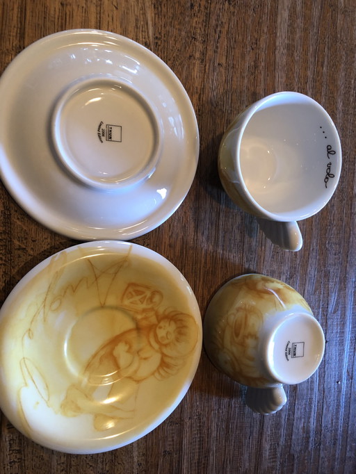 2 cups and matching plates - Thun 2006 Limited Edition - 10th Anniversary - Al Volo