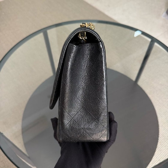 Image 1 of Chanel Classic Flap Jumbo - Caviar 30CM Single Flap Quilted Black 24K Gold Hardware Series 12