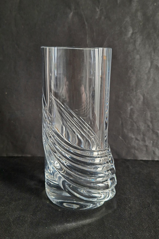 Image 1 of Peill & Putzler heavy swirling crystal vase. Swag motif.