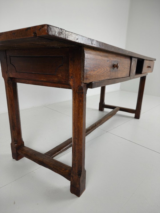 Image 1 of French 18th century dining table – Solid oak, drawers