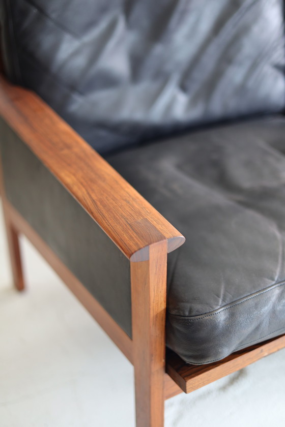 Image 1 of Canapé 2 places en cuir Capella, Illum Wikkelso pour Niels Eilersen, 1960