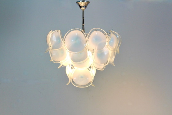 Vistosi Chandelier in White Handblown Murano Glass, Italy (photo 3 of 12)
