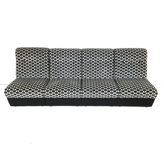 Image 1 of Vintage modulaire bank 4 delig mid century modern design zwart wit