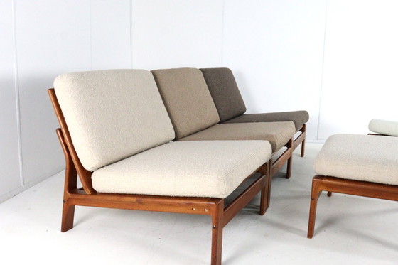 Image 1 of Gruppo di sedute comfort 'Nimtofte' | 4 poltrone + poggiapiedi vintage danese