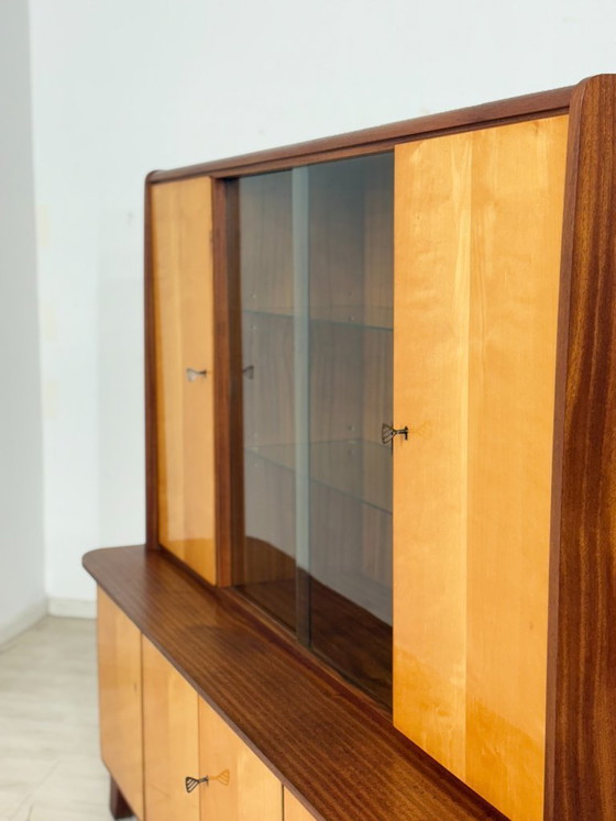 Image 1 of Prachtige vintage hoge kast / barkast / dressoir / vitrinekast