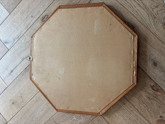 Vintage Octagonal Wooden Wall Mirror – 1970s Geometric Design (photo 8 of 8)