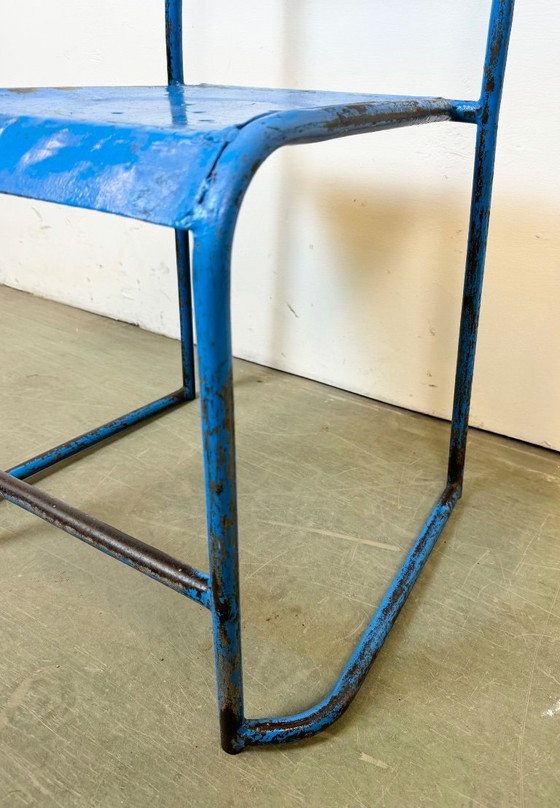 Image 1 of Blauwe industriële ijzeren stoelen, set van 2, jaren 50