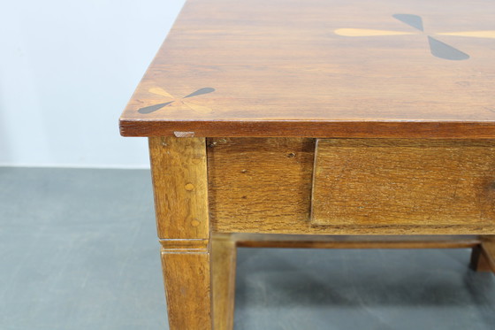 Image 1 of Gerestaureerde antieke eiken tafel uit 1930, Tsjecho-Slowakije