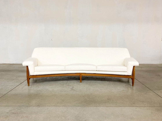 Image 1 of Sofá TV en Bouclette blanco teca de Johannes Andersen para Trensum, 1958